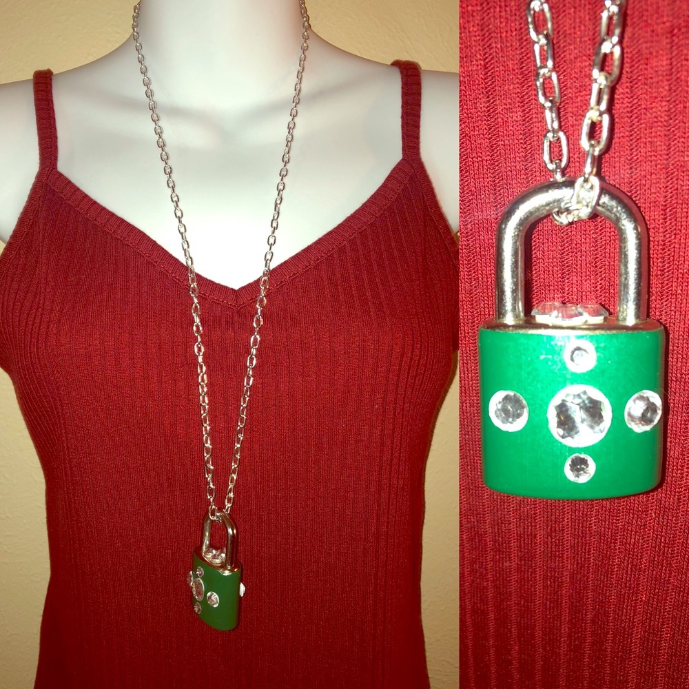 Vintage Green Lock Necklace